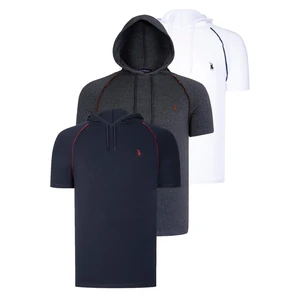 TRIPLE SET T8570 DEWBERRY HOODIE MEN'S T-SHIRT-NAVY BLUE-ANTHRACITE-WHITE