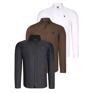 TRIPLE SET G725 DEWBERRY MENS SHIRT-BLACK-WHITE-COFFEE