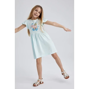 DEFACTO Girl Printed Short Sleeve Combed Cotton Dress