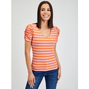 Orsay Pink-Orange Women's Striped T-Shirt - Women