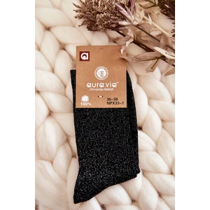 Women's Socks with Glossy Thread Black