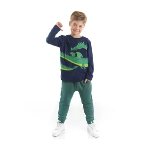 Mushi Dragon Boy Kid's Navy Blue T-shirt and Khaki Pants Suit