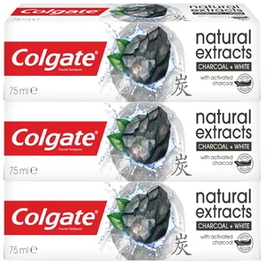 Colgate Natural Extracts Charcoal + White bieliaca zubná pasta s aktívnym uhlím 3 x 75 ml