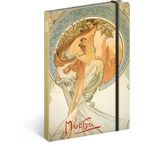 Presco Group Notes A5 Alfons Mucha – Poezie linkovaný, 13 × 21 cm