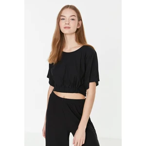 Trendyol Black Waist Detailed Crop Camisole Knitted Blouse