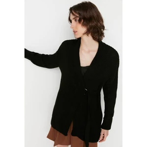 Trendyol Black Tie Detailed Knitwear Cardigan