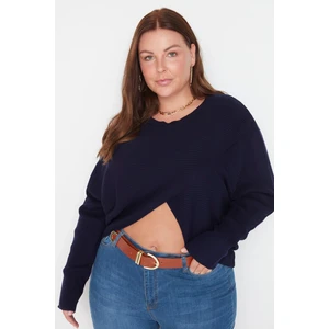 Trendyol Curve Plus Size Sweater - Navy blue - Regular fit