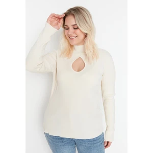 Trendyol Curve Plus Size Sweater - Ecru - Regular fit