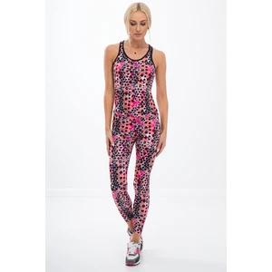 Colourful sports leggings in geometric shapes / orange