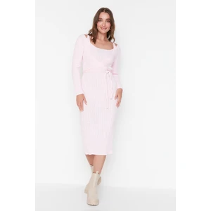 Trendyol Pink Tie Detailed Knitwear Dress