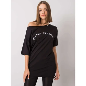 Women's black cotton blouse with the inscription