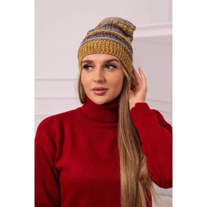 Beanie with fleece Patrycja K254 jeans+mustard