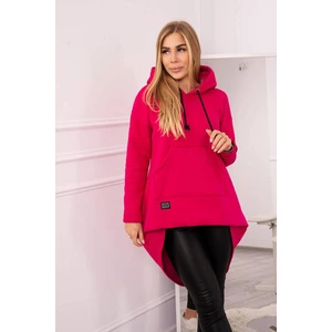 Wadded sweatshirt with long back and fuchsia hood