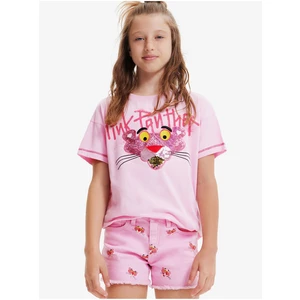 Růžové holčičí tričko Desigual Pink Panther - Holky