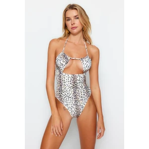 Trendyol Animal Print, Strapless, Cut Out/Windowed Regular Leg Swimsuit