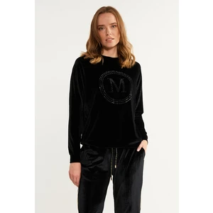 MONNARI Woman's Sweatshirts Velour Sweatshirt With Rhinestone Pattern