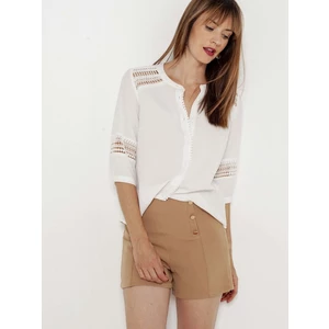 Beige Shorts with Decorative Buttons CAMAIEU - Women