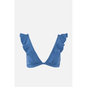 Trendyol Dark Blue Ruffle Detailed Bikini Top