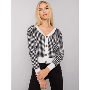 RUE PARIS Black and white button sweater