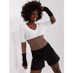 Ecru-Black Women's Basic Blouse