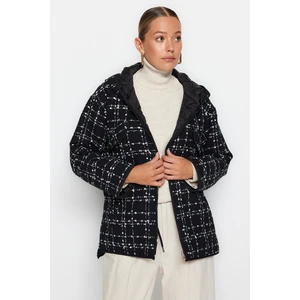 Trendyol Black Premium Oversize Double-Sided Wearable Tweed Quilted Puffy Coat