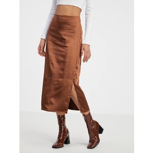 Brown Ladies Satin Maxi Skirt ONLY Mayra - Ladies