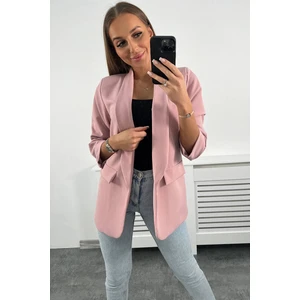 Elegant jacket with lapels grey powder pink