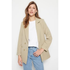 Trendyol Light Khaki Double Button Lined Blazer Woven Jacket