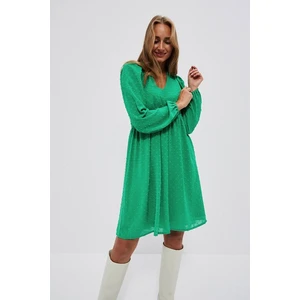 Dress with puffed sleeves - green