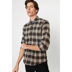 Camicia a quadri da uomo Trendyol TMNAW22GO0357/GRAY