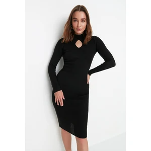 Trendyol Black Midi Knitwear Window/Cut Out Dress