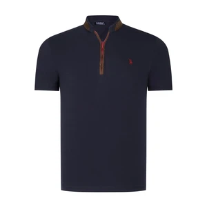 T8571 DEWBERRY ZIPPERED MEN'S T-SHIRT-PLAIN NAVY BLUE