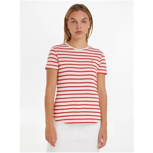 White and Red Women's Striped T-Shirt Tommy Hilfiger - Women