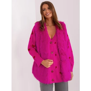 Fuchsia vest with eco-fur