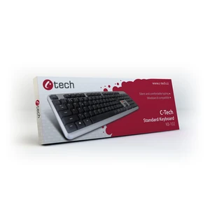 Klávesnice C-TECH KB-102 USB slim silver, CZ/SK