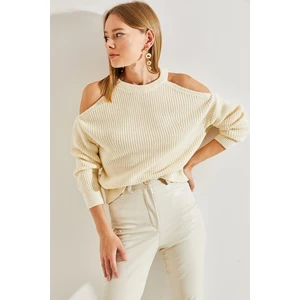 Bianco Lucci Women's Open-Shoulder Knitwear Sweater