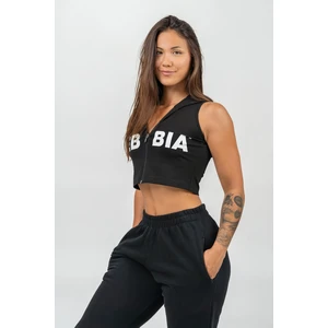 Nebbia Sleeveless Zip-Up Hoodie Muscle Mommy Black L Trainingspullover