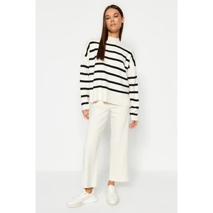 Trendyol Ecru Striped Knitwear Trousers Bottom-Top Set