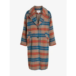 Women's brown-blue checkered coat VILA Vimonta - Women's