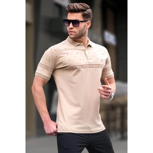 Madmext Beige Men's Polo Neck T-Shirt 6077