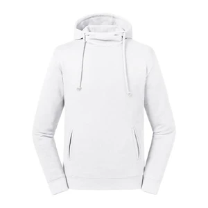 Biała bluza unisex Pure Organic High Collar Hooded Sweat Russell