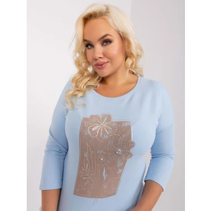 Light blue cotton blouse of larger size