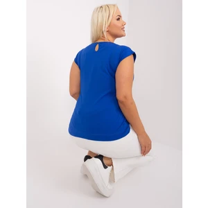 Cobalt blue blouse plus sizes with short sleeves