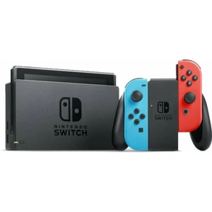 Nintendo Switch console with neon red&blue Joy-Con