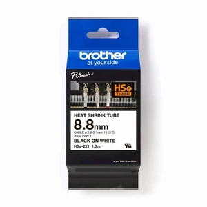 Popisovací smršťovací bužírka Brother ProTape HSe-221 bílá/černá 9mm 1,5m