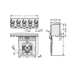 Konektor do DPS WAGO 2092-3104/002-000, 39.00 mm, pólů 4, rozteč 7.50 mm, 100 ks