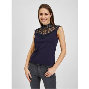 Orsay Dark blue women's T-shirt with lace detail - Women