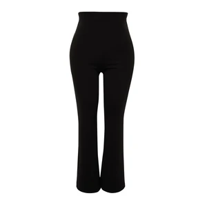 Trendyol Curve Black Knitted Wide Leg High Waist Trousers With Slits in the Sides