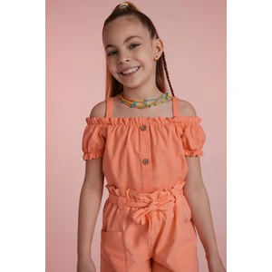 DEFACTO Girl Sustainable Sustainable Short Sleeve Blouse with Straps