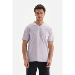 Dagi Lilac V-Neck Basic Supima T-Shirt